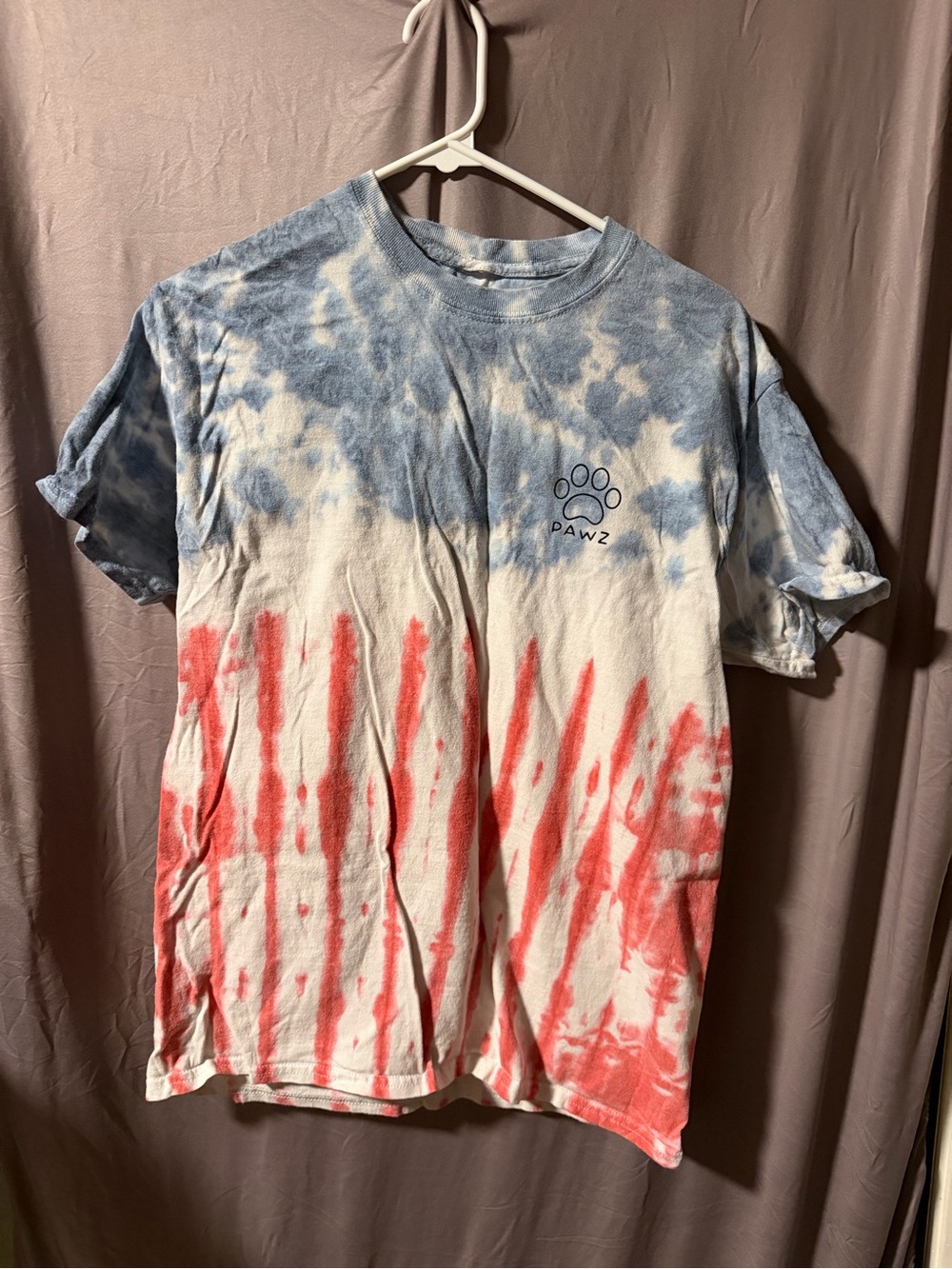 PAWZ Red, White & Blue Tie-Dye Short Sleeve Tee